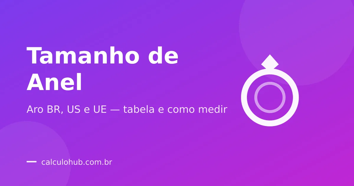 Tamanho de Anel: Tabela de Aro BR, US e UE
